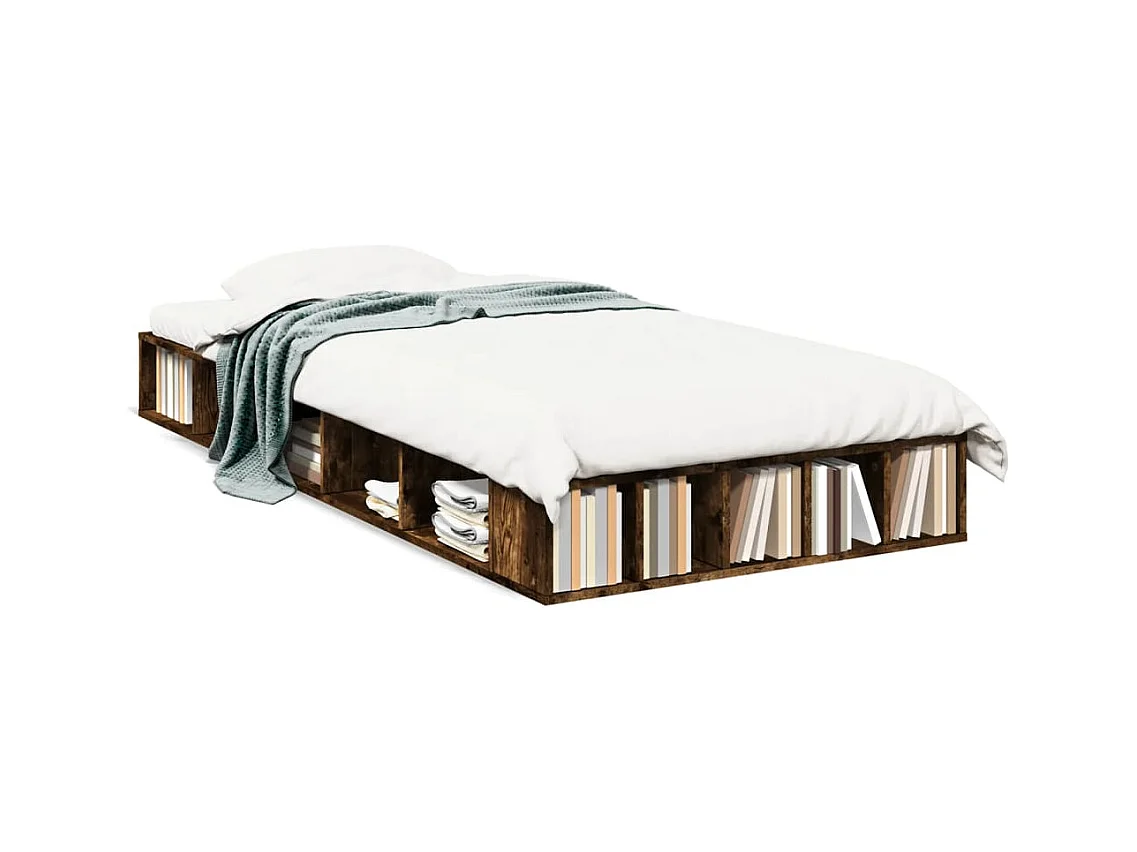 Estructura de cama madera de ingeniería roble ahumado 90x190 cm