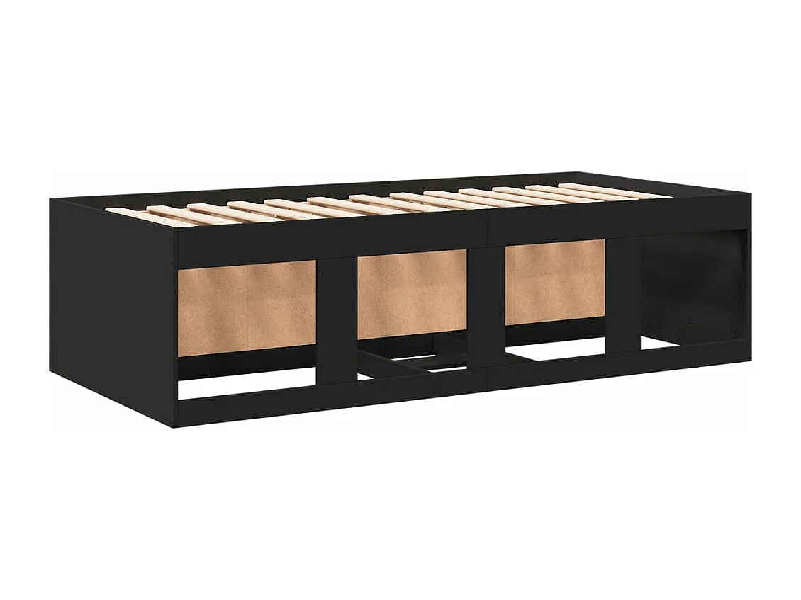 Tumbona con cajones madera de ingeniería negro 75x190 cm