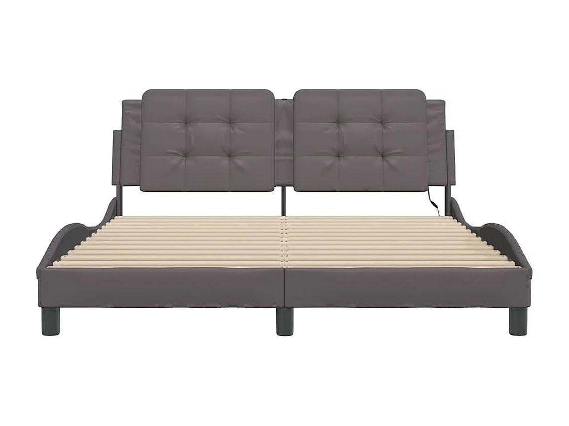 Cadre de lit avec lumières LED gris 160x200 cm similicuir