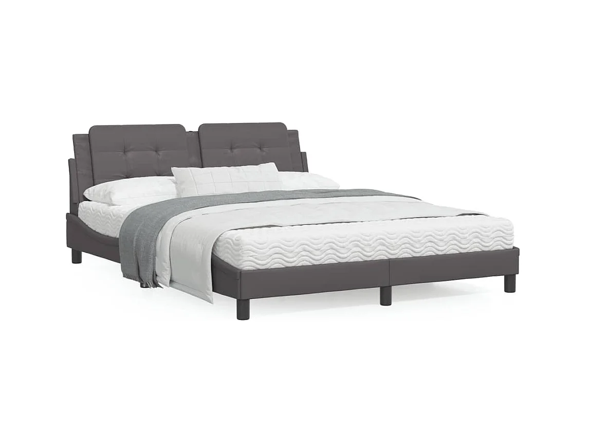 Estructura de cama con luces LED cuero PE gris 160x200 cm