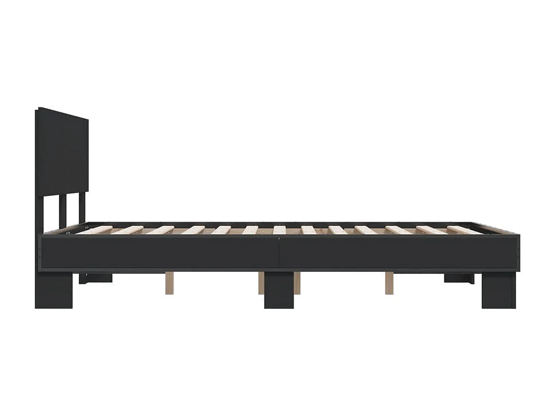 Estrutura de cama 140x190 cm derivados de madeira/metal preto