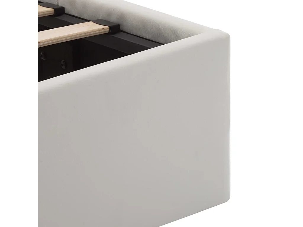 Cama canapé hidráulica con LED cuero sintético blanco 120x200cm