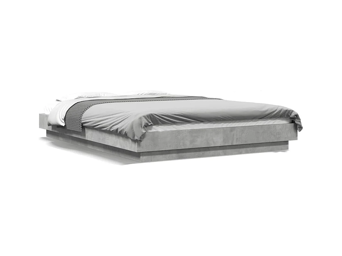 Cadre de lit avec lumières LED gris béton 140x190 cm