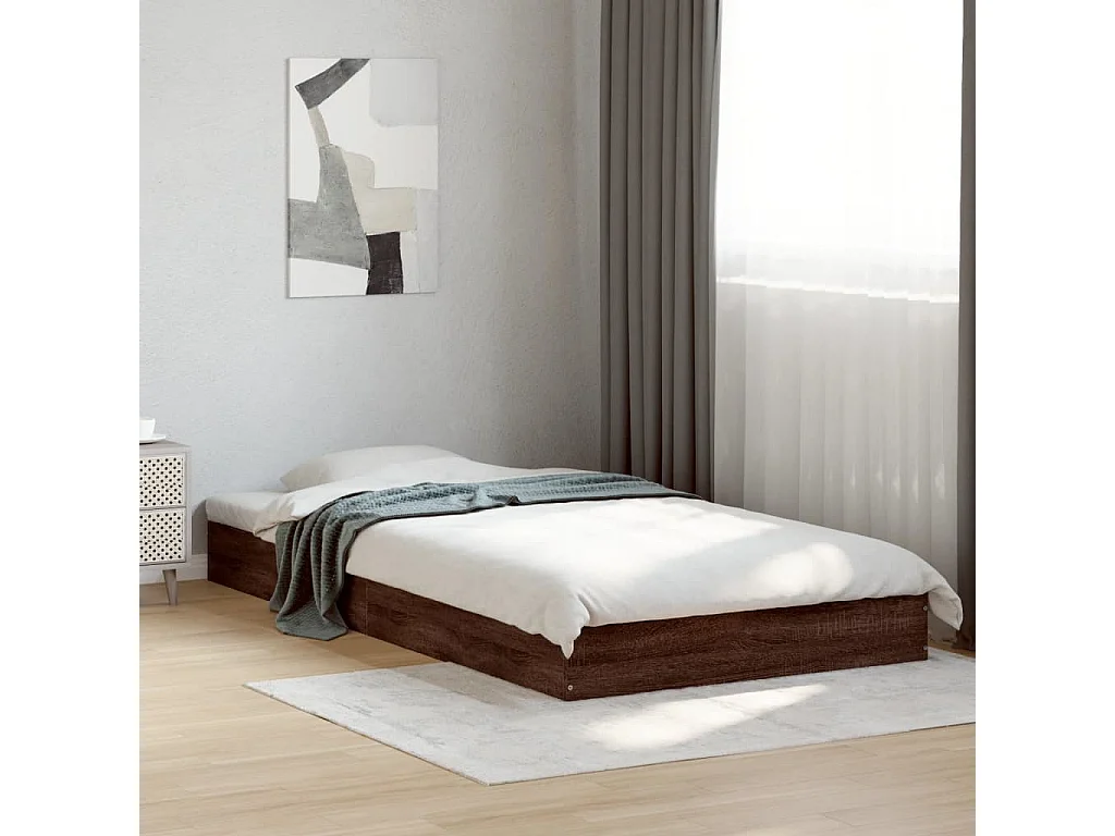 Estructura de cama madera de ingeniería marrón roble 100x200 cm
