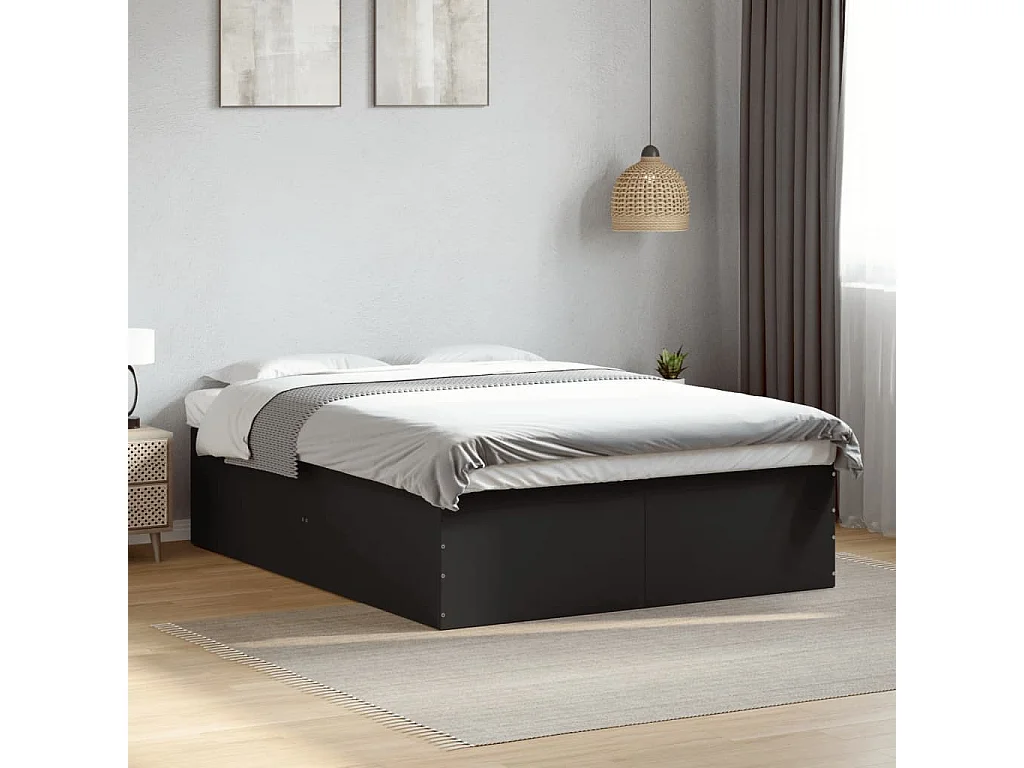 Estrutura de cama 160x200 cm derivados de madeira preto