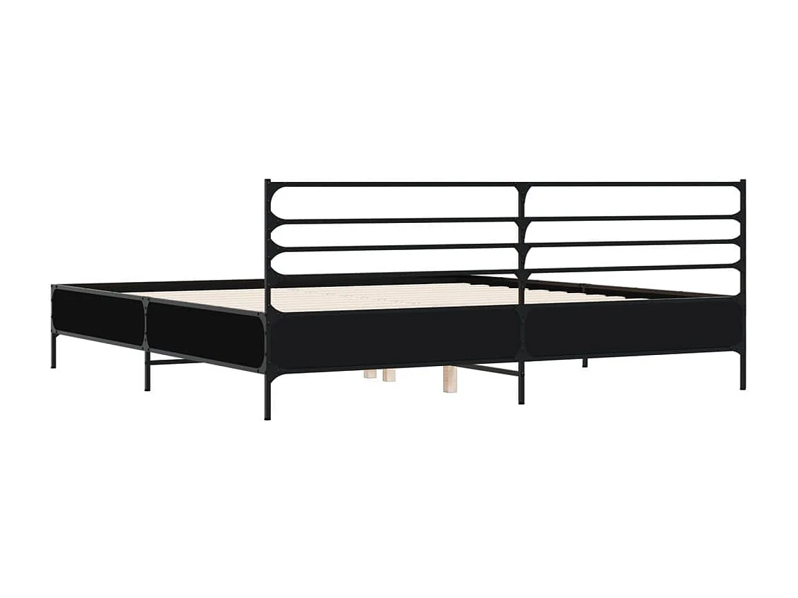 Estructura de cama madera de ingeniería y metal negro 180x200cm