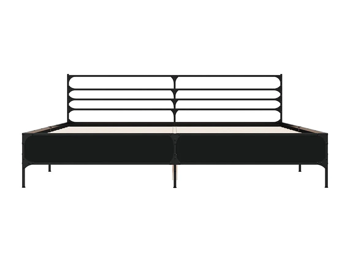 Estructura de cama madera de ingeniería y metal negro 180x200cm