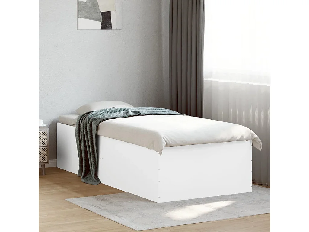 Estrutura de cama 75x190 cm derivados de madeira branco