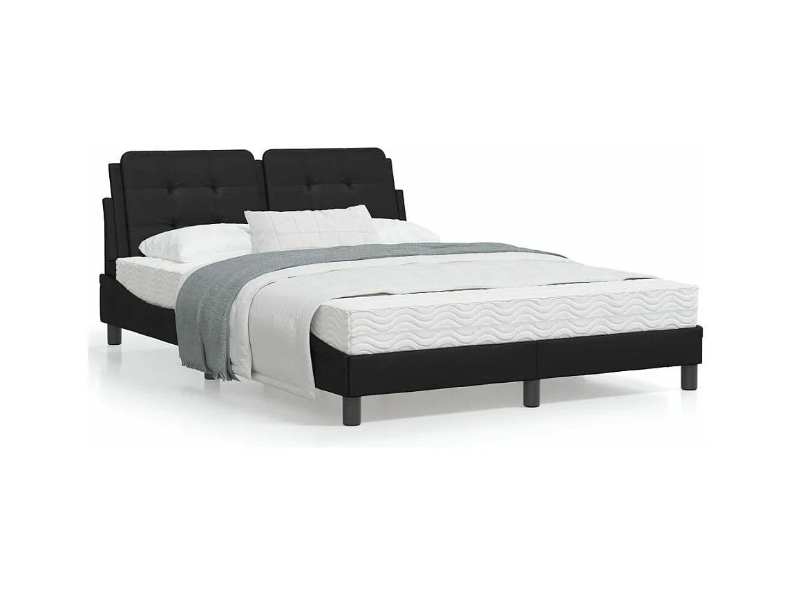 Estrutura de cama c/ cabeceira 120x200cm couro artificial preto
