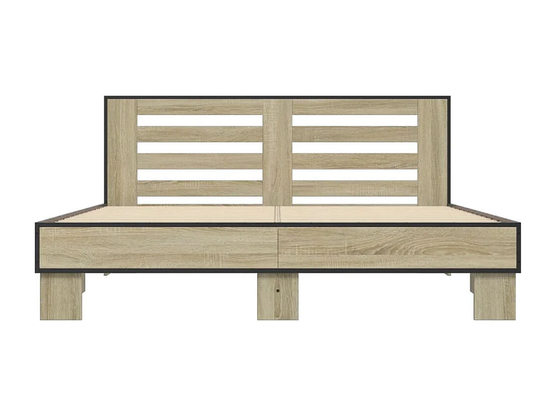 Cadre de lit chêne sonoma 150x200 cm bois d'ingénierie et métal