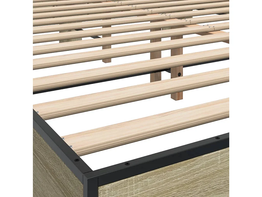 Cadre de lit chêne sonoma 150x200 cm bois d'ingénierie et métal