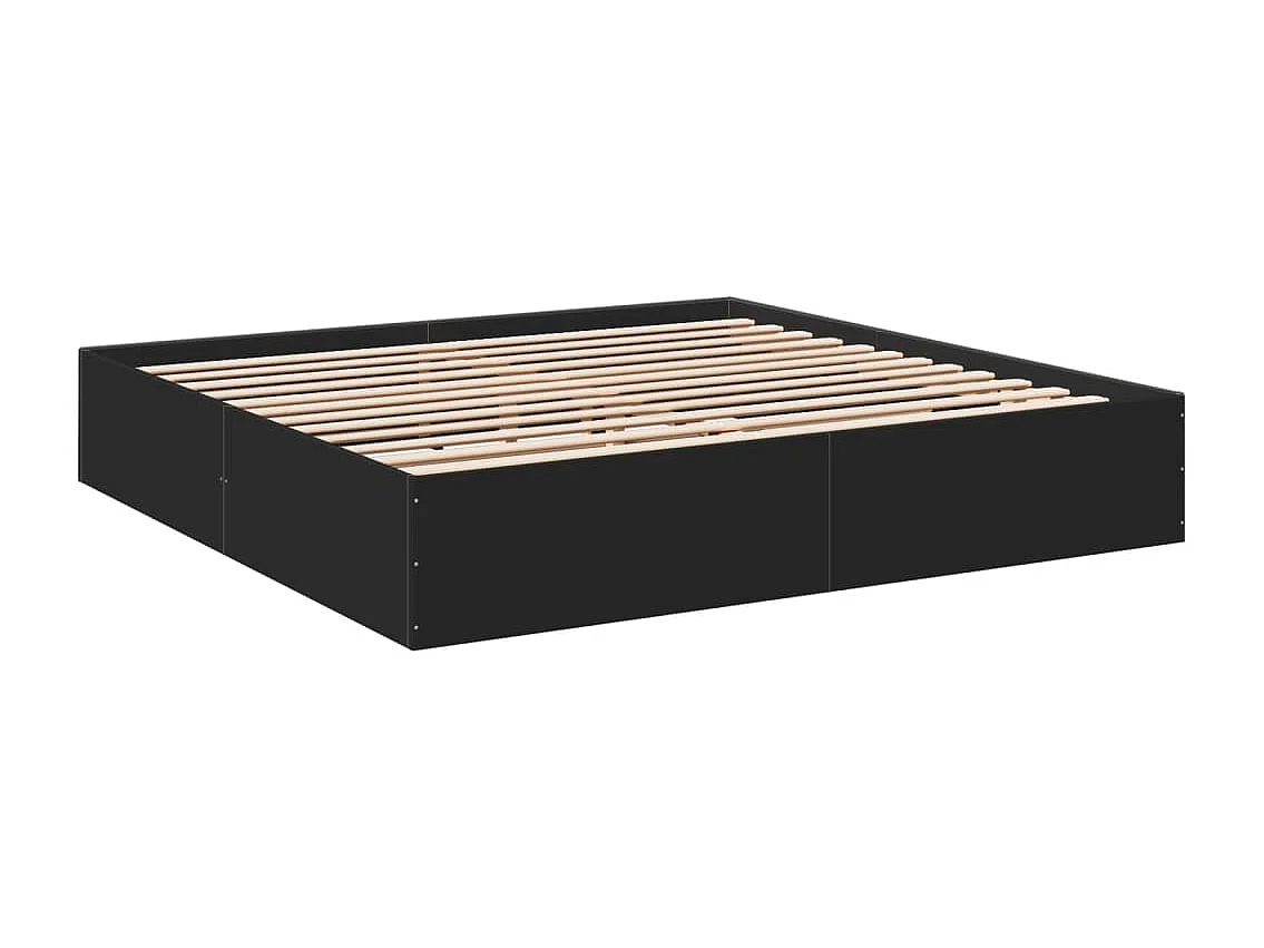 Estructura de cama madera de ingeniería negra 200x200 cm