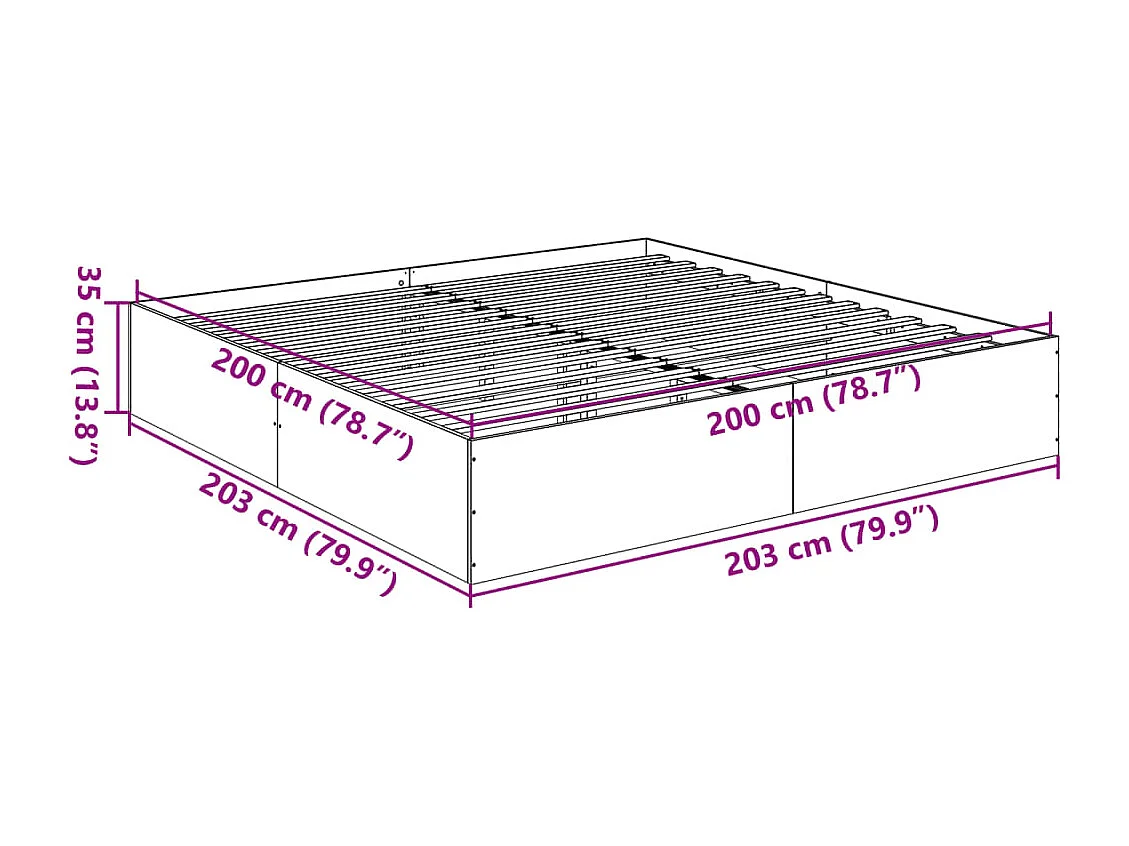 Estructura de cama madera de ingeniería negra 200x200 cm