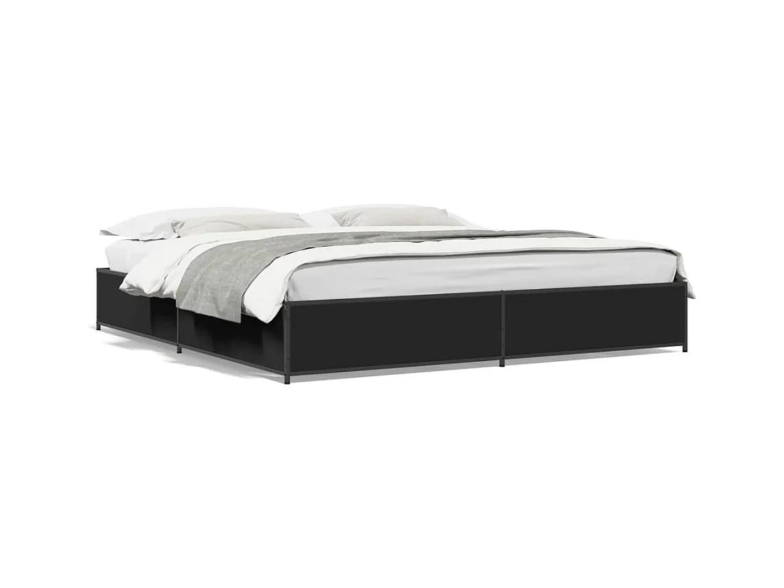 Estructura de cama madera de ingeniería y metal negro 160x200cm