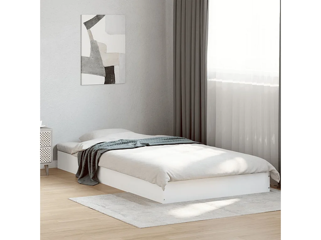 Cadre de lit blanc 90x190 cm bois d'ingénierie