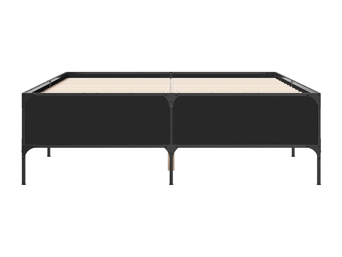 Estructura de cama madera de ingeniería y metal negro 140x200cm