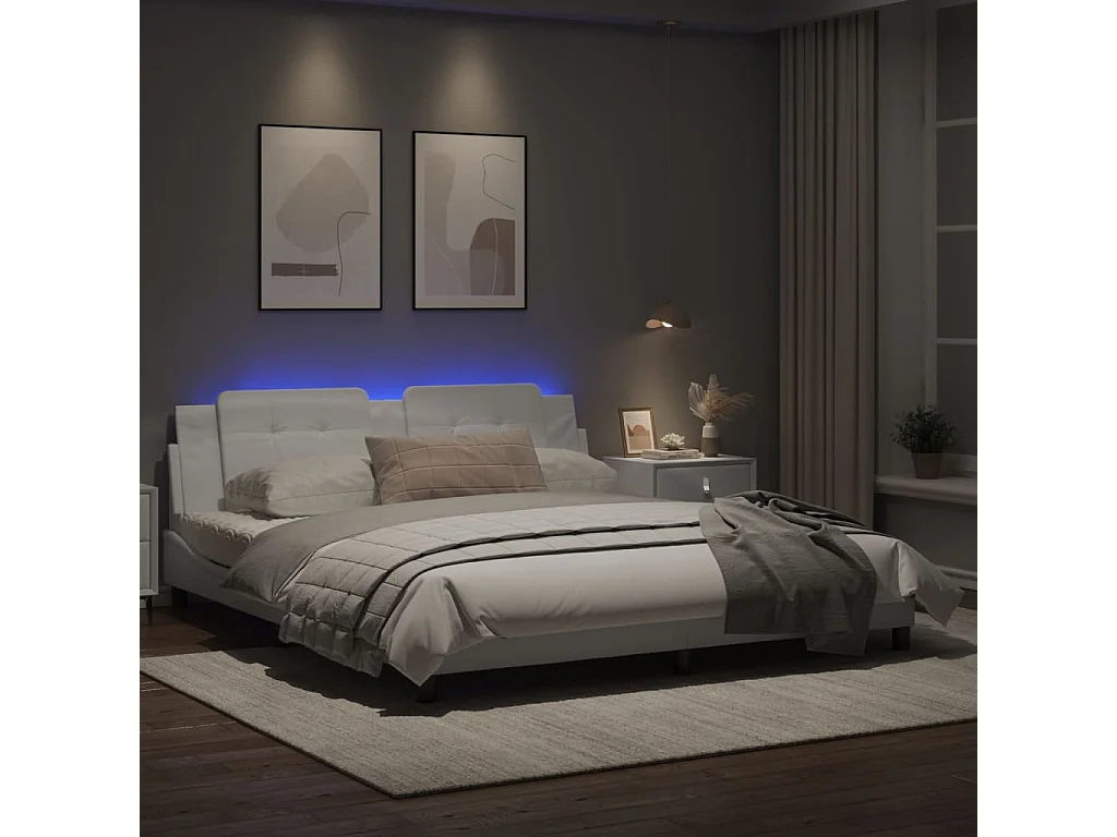 Cadre de lit avec lumières LED noir 180x200 cm similicuir