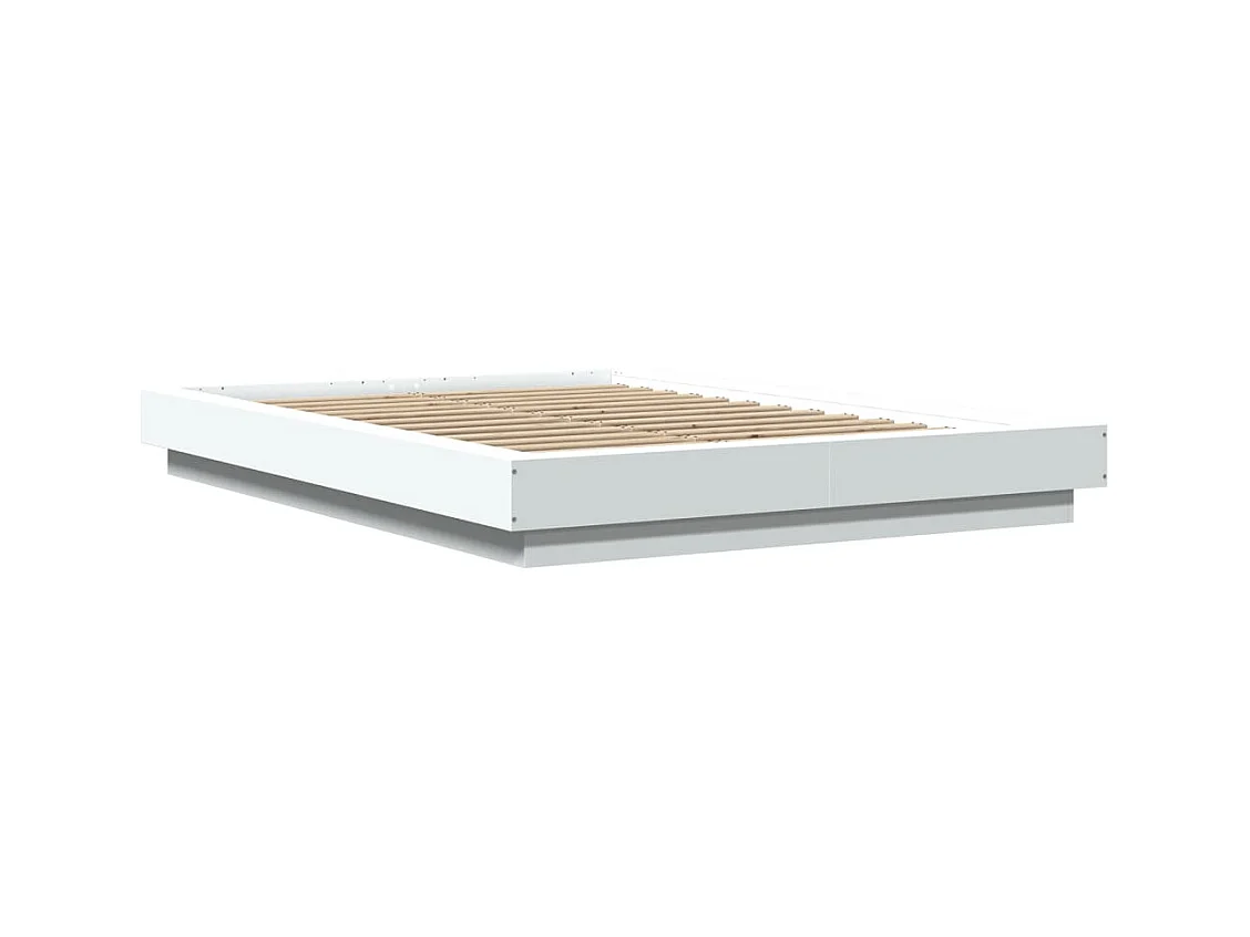 Estrutura cama c/ luzes LED 140x190 cm derivados madeira branco