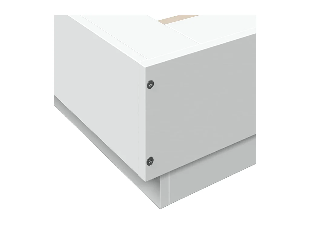 Estrutura cama c/ luzes LED 140x190 cm derivados madeira branco