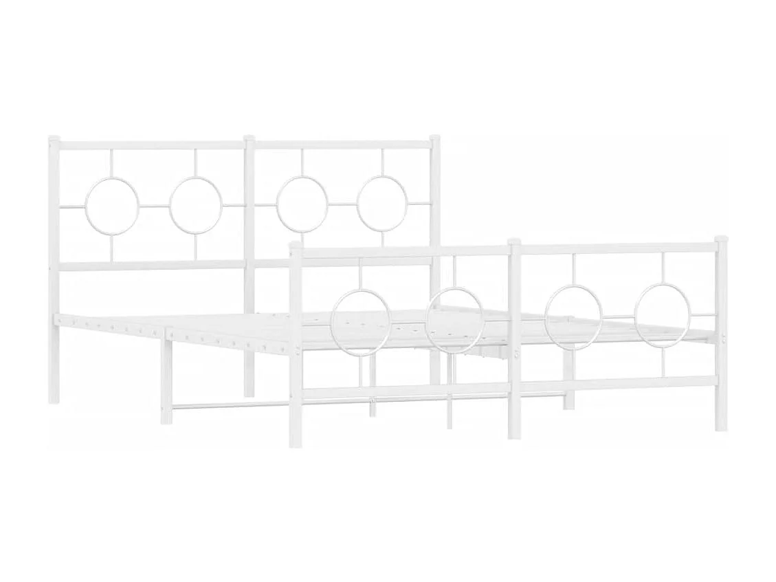Estrutura de cama com cabeceira e pés 140x200 cm metal branco