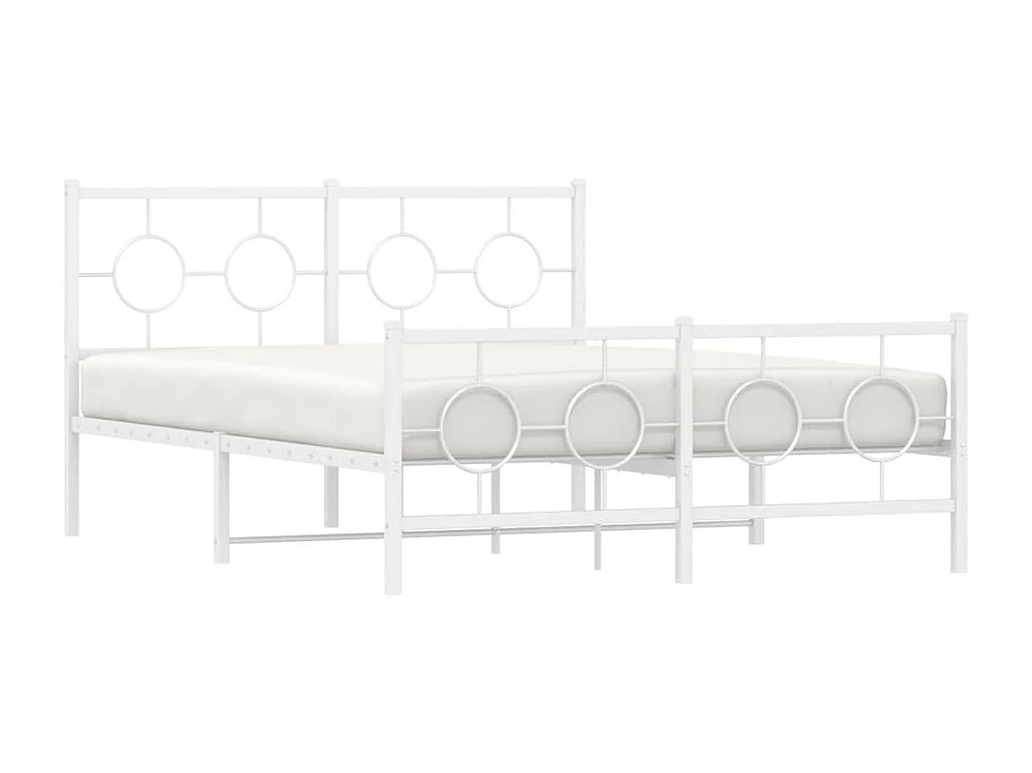 Estrutura de cama com cabeceira e pés 140x200 cm metal branco