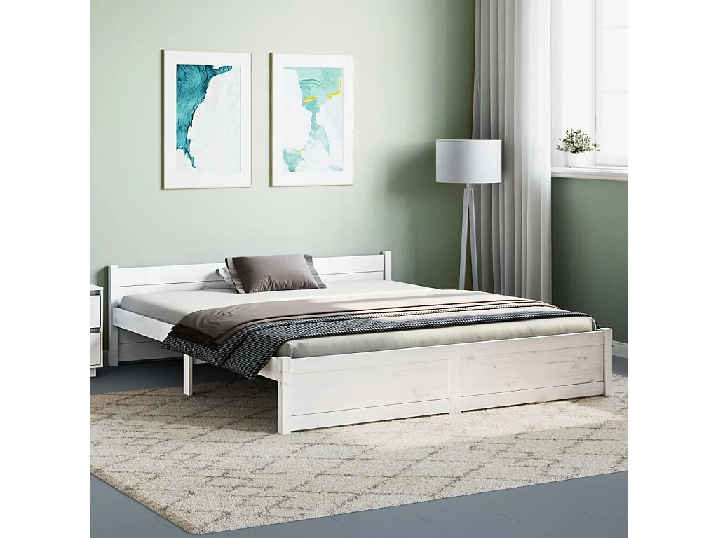 Estrutura de cama 160x200 cm madeira maciça branco
