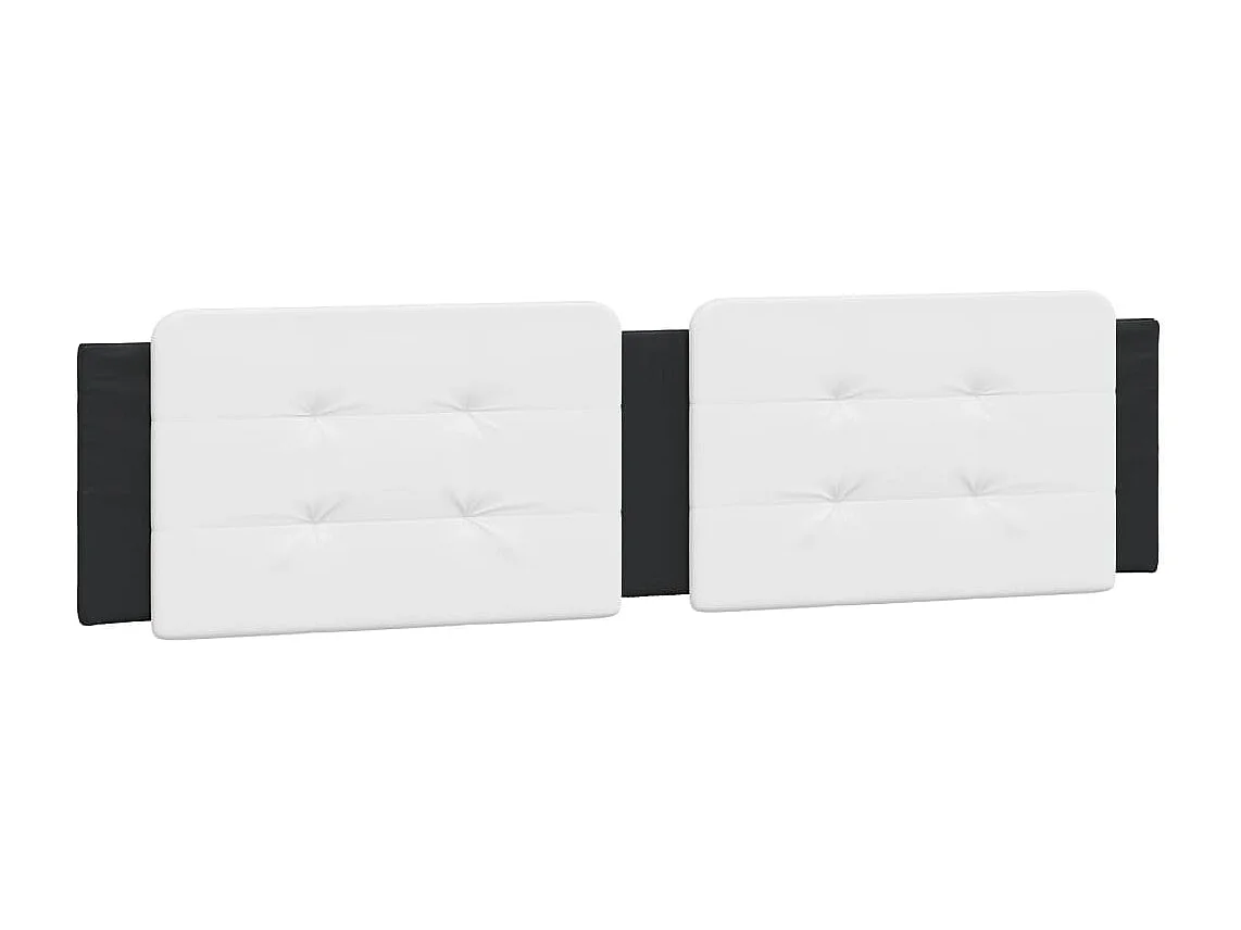 Estructura de cama con luz LED cuero PE blanco negro 160x200 cm