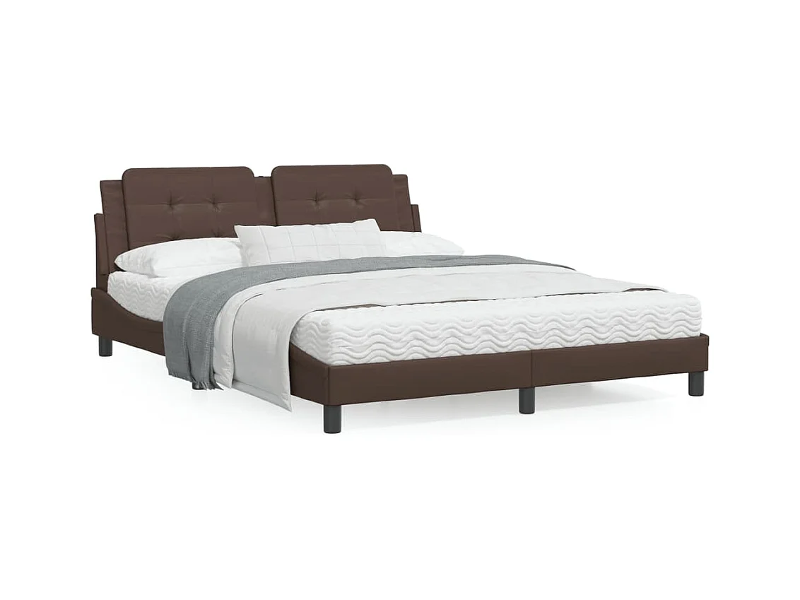 Cama com colchão 160x200 cm couro artificial castanho