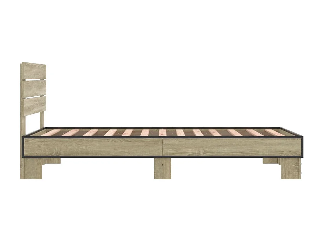 Estructura cama madera ingeniería metal roble Sonoma 75x190 cm