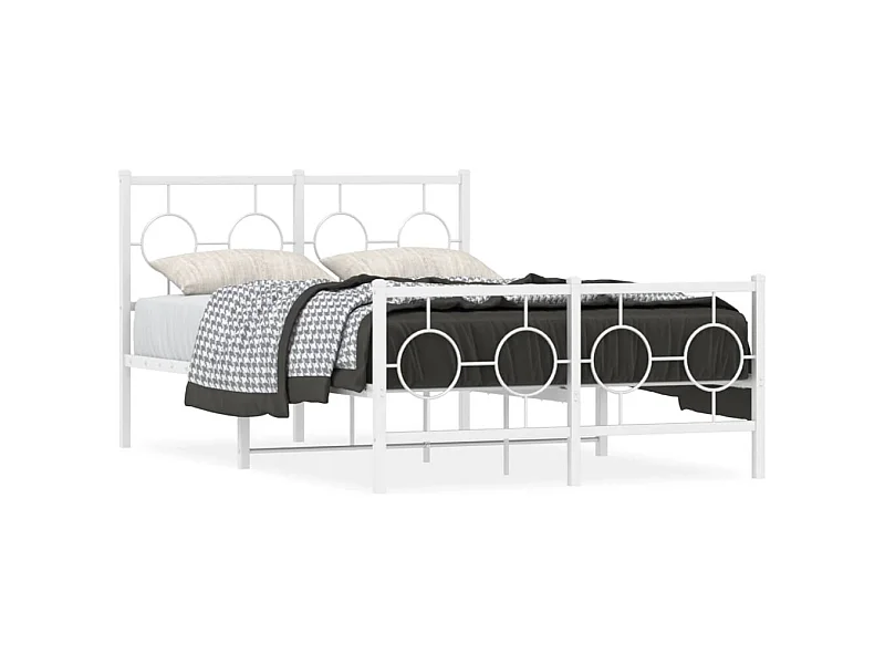 Estrutura de cama com cabeceira e pés 120x200 cm metal branco