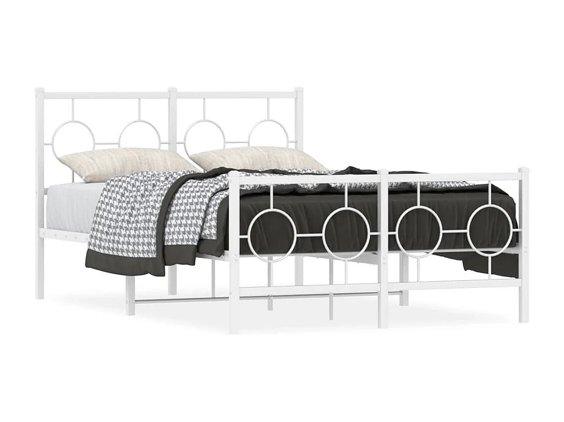 Estrutura de cama com cabeceira e pés 120x200 cm metal branco