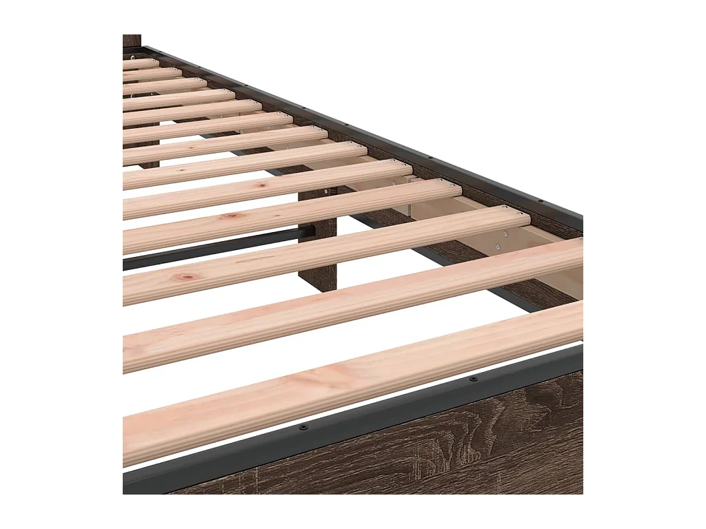 Estructura cama madera ingeniería metal marrón roble 160x200 cm