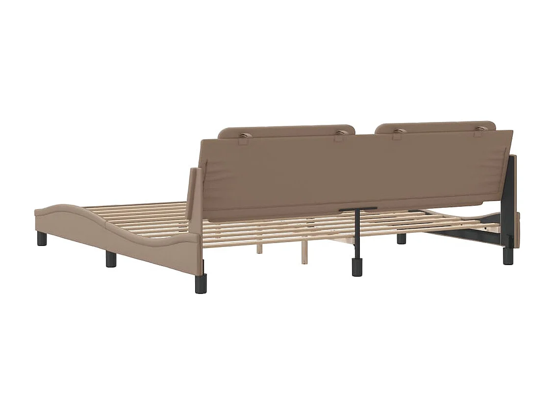 Estrutura cama cabeceira 200x200 cm couro artificial cappuccino