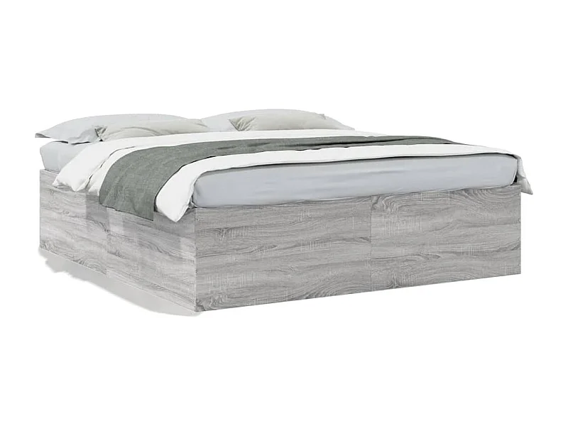 Estrutura de cama 200x200 cm derivados madeira cinzento sonoma