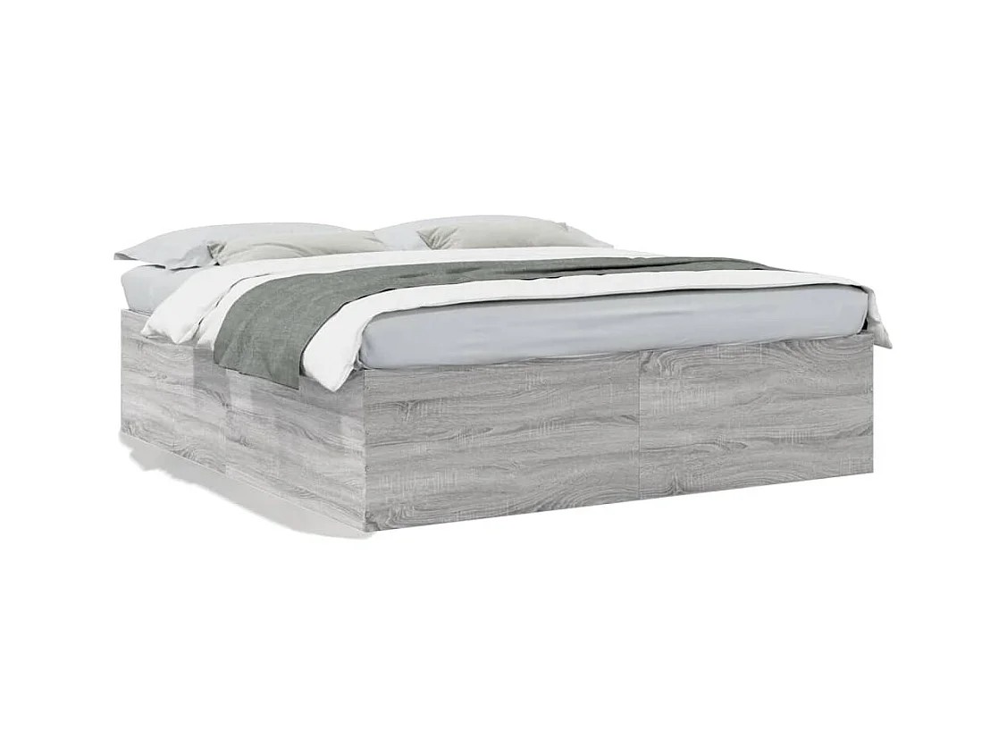 Estrutura de cama 200x200 cm derivados madeira cinzento sonoma