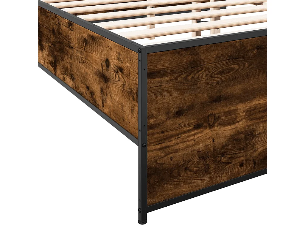 Cadre de lit chêne fumé 180x200 cm bois d'ingénierie et métal