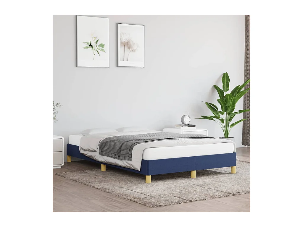 Cadre de lit bleu 120x190 cm tissu