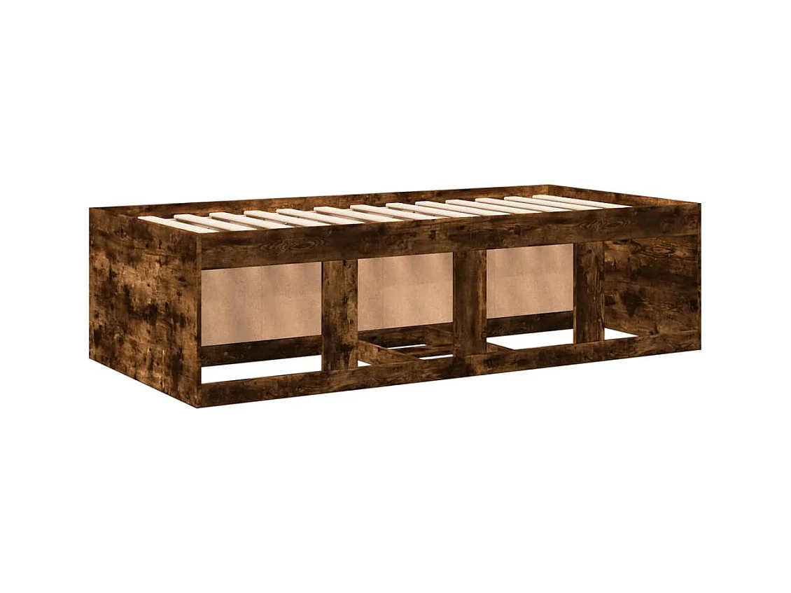 Tumbona con cajones madera ingeniería roble ahumado 90x200 cm