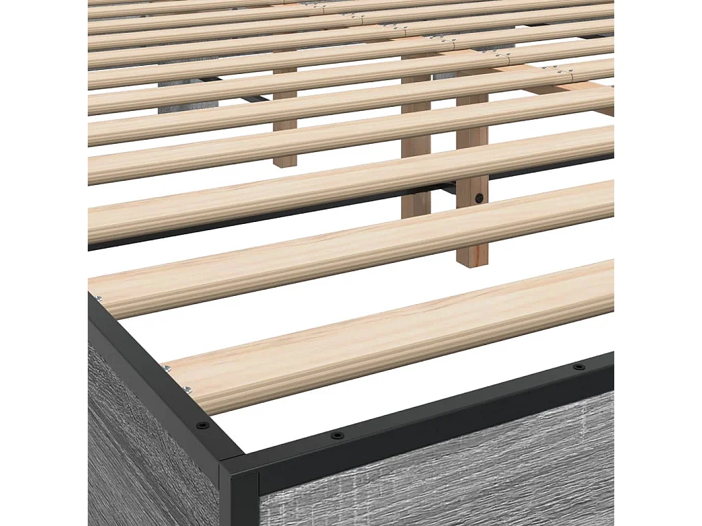 Estructura cama madera ingeniería metal gris Sonoma 150x200 cm