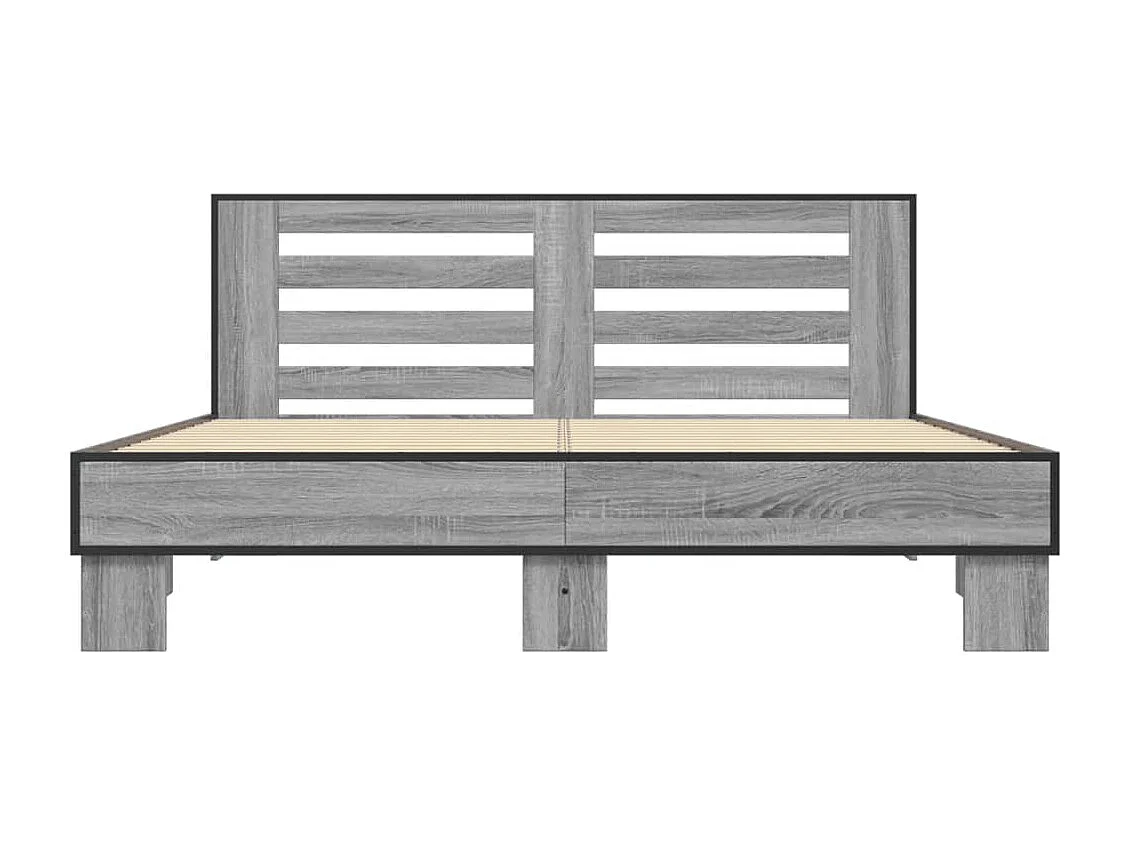 Estructura cama madera ingeniería metal gris Sonoma 150x200 cm