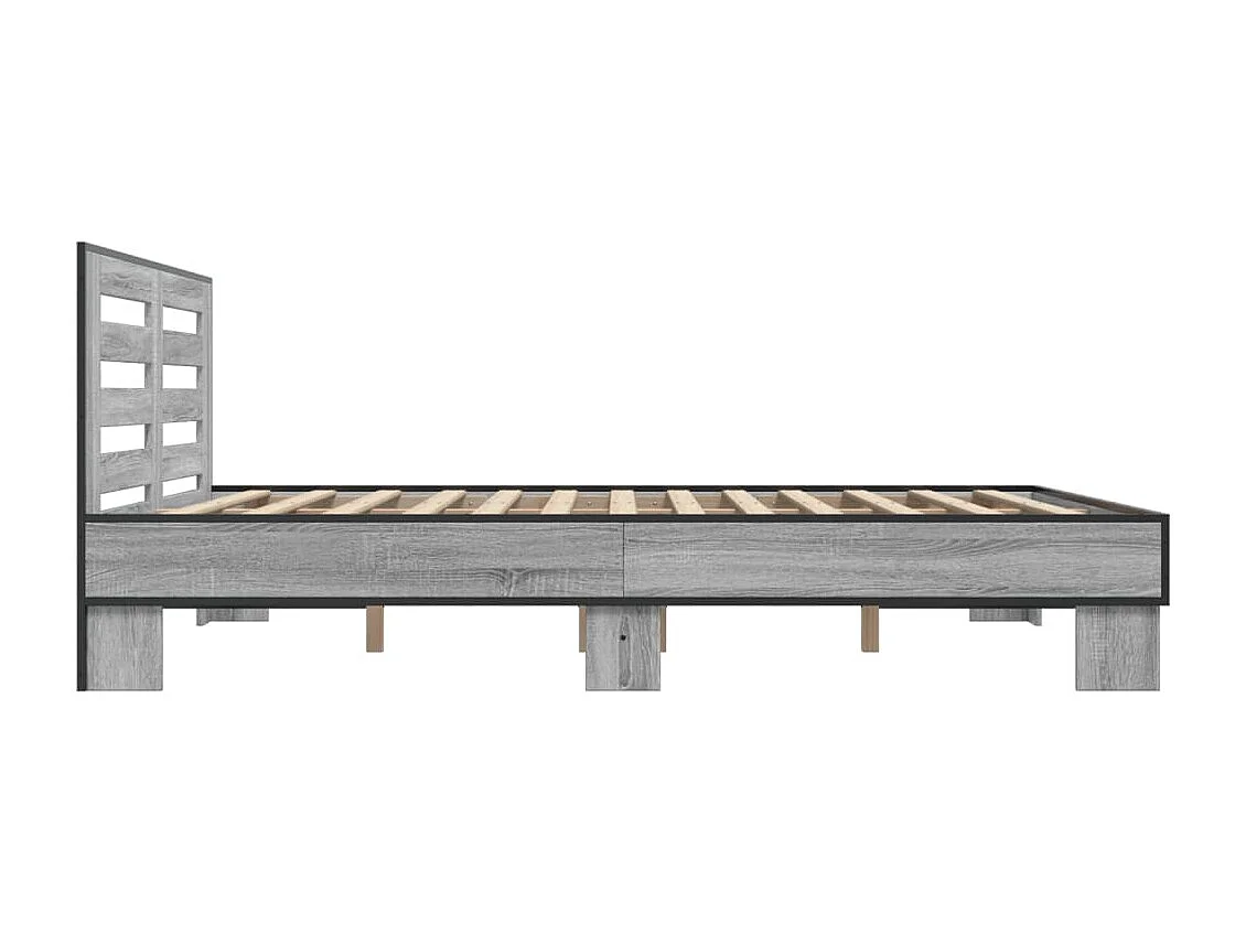 Estructura cama madera ingeniería metal gris Sonoma 150x200 cm