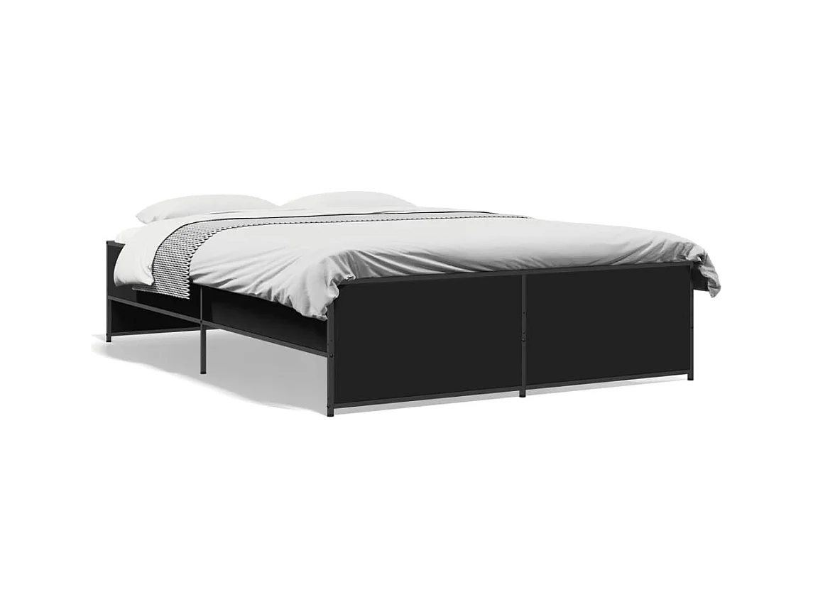Estrutura de cama 120x200 cm derivados de madeira/metal preto