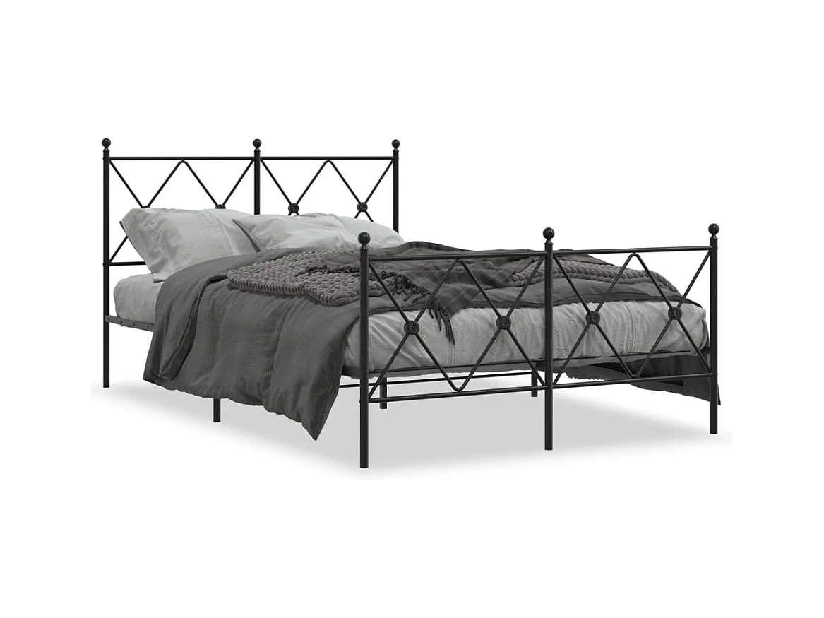 Estrutura de cama com cabeceira e pés 120x190 cm metal preto