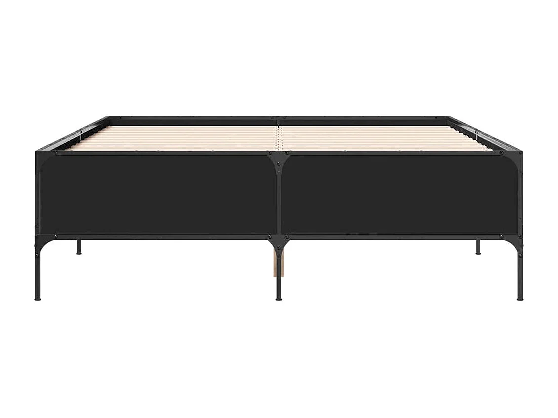 Cadre de lit noir 140x190 cm bois d'ingénierie et métal
