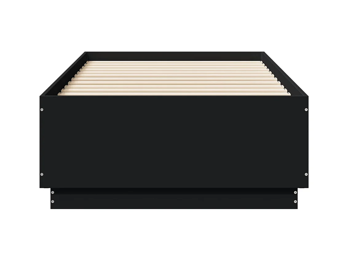 Estrutura de cama c/ luzes LED 90x190cm derivados madeira preto