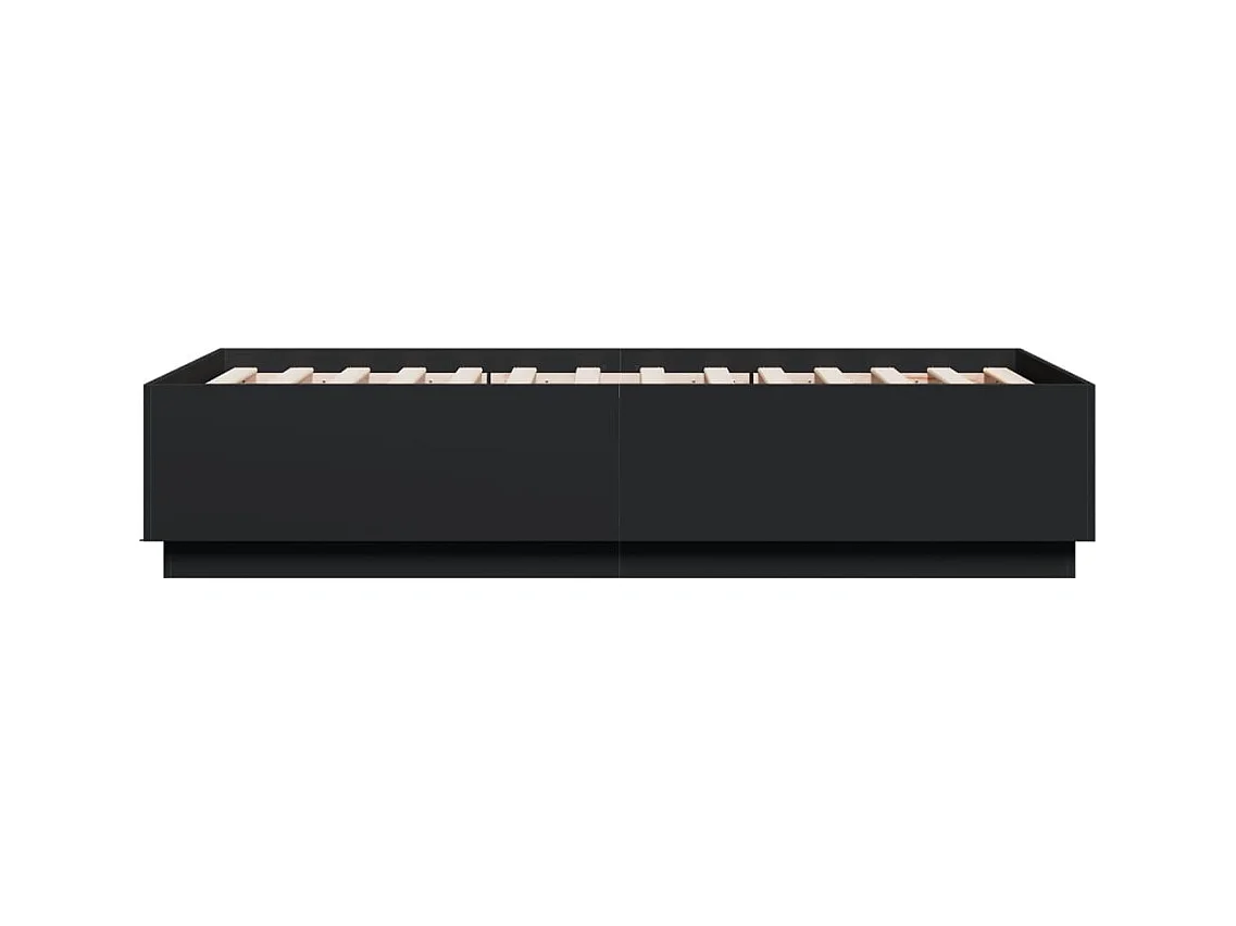 Estrutura de cama c/ luzes LED 90x190cm derivados madeira preto