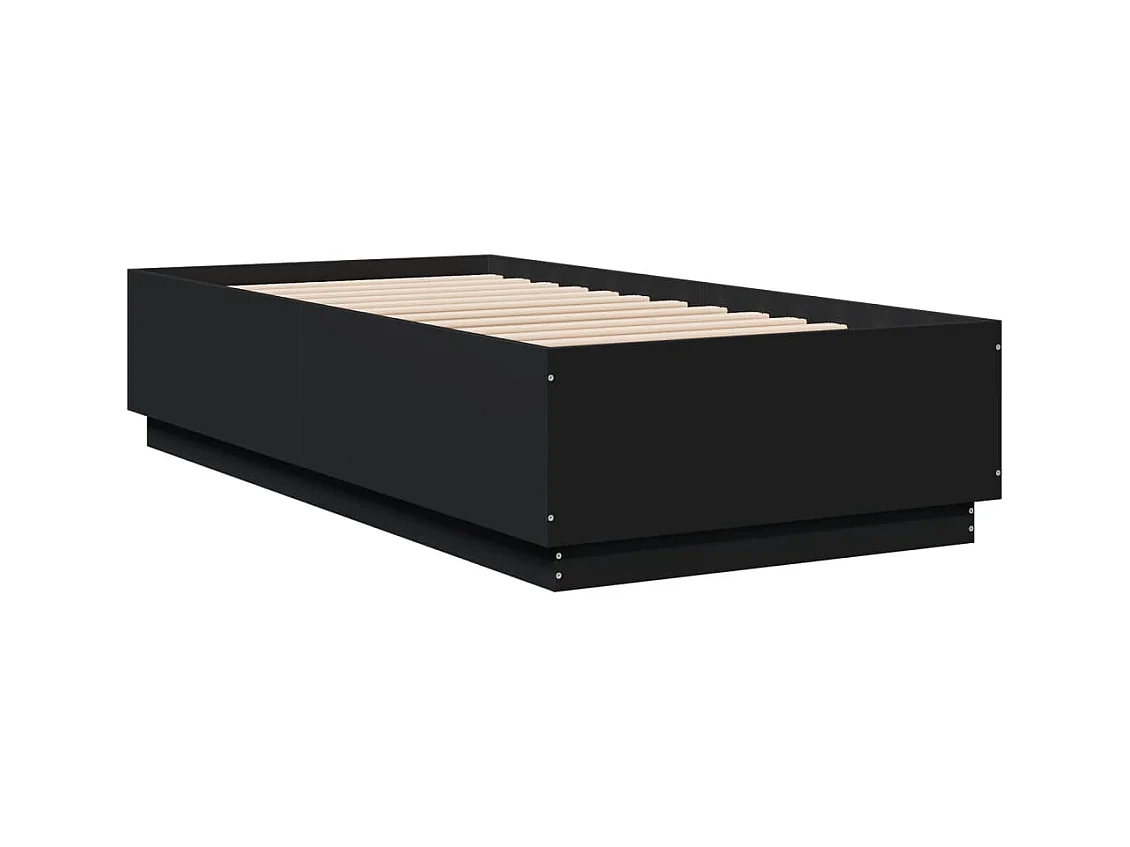 Estrutura de cama c/ luzes LED 90x190cm derivados madeira preto