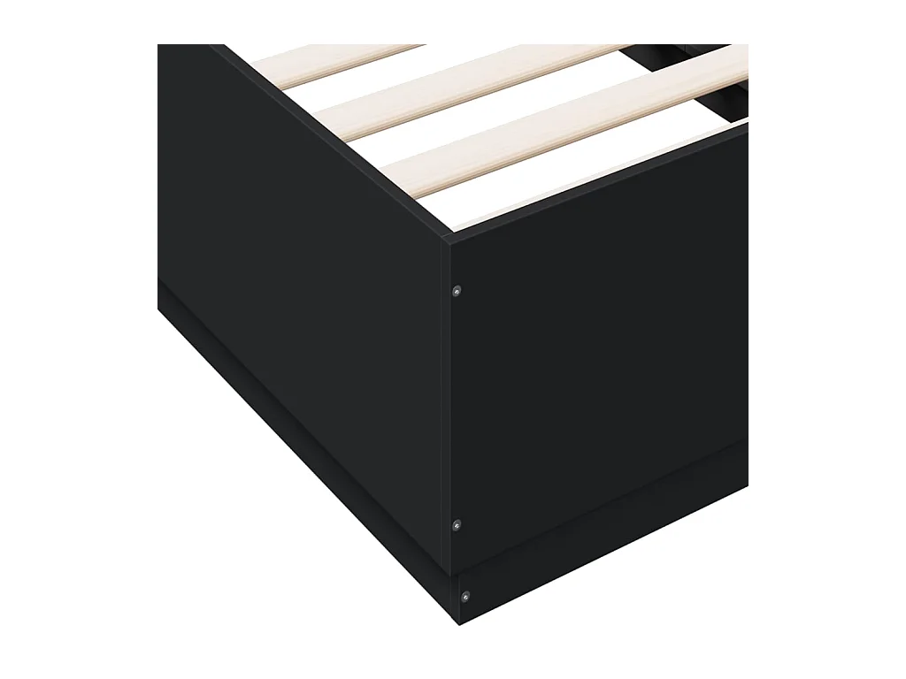 Estrutura de cama c/ luzes LED 90x190cm derivados madeira preto
