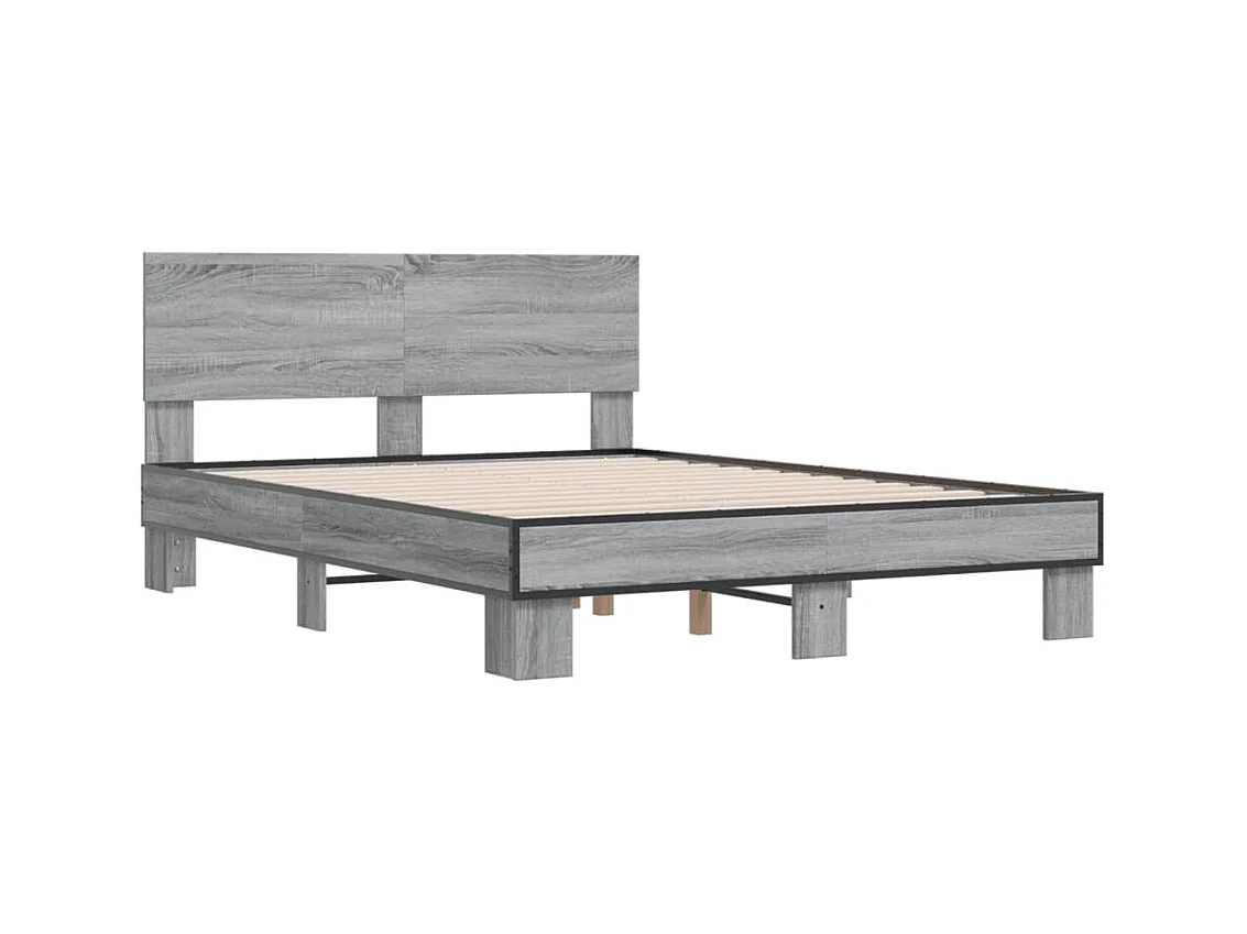 Cadre de lit sonoma gris 140x190 cm bois d'ingénierie et métal