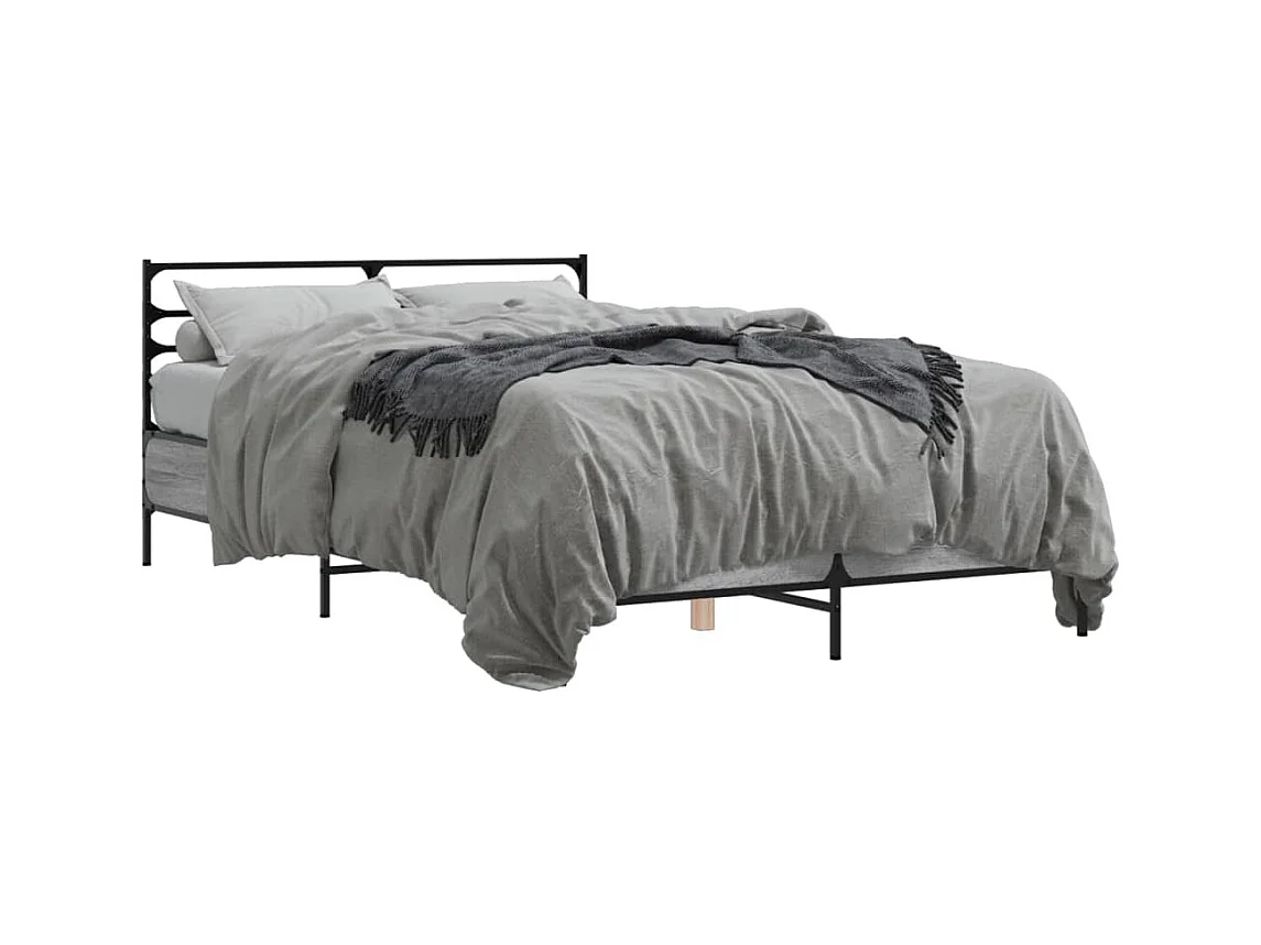 Cadre de lit sonoma gris 140x190 cm bois d'ingénierie et métal